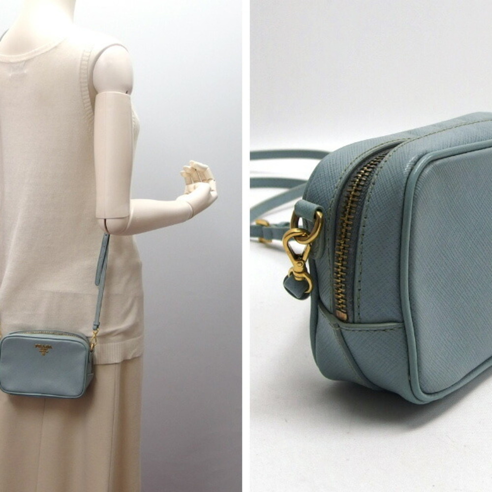 PRADA Blue Saffiano Shoulder Bag - Picture 3 of 11